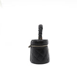 thumbnail Mini Black CC Ruched Top Handle Vanity Case In Shiny Lambskin GHW Seri 32 - L'UXE LINK