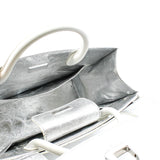 thumbnail Medium Diorever In Metallic Silver Calfskin Flap Bag PHW With Strap - L'UXE LINK