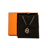 thumbnail O'Maillon Etoupe Swift Calfskin/Silver Pendant Necklace - L'UXE LINK