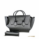 thumbnail TIE KNOT TAILLE MOYENNE CUIR TOTE BAG GREY - L'UXE LINK