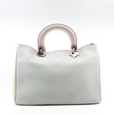 thumbnail Medium Diorissimo In Grey/Yellow/Pink Calfskin Leather Handbag PHW With Strap - L'UXE LINK