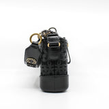 thumbnail Small Gabrielle In Black Calfskin and Wool Felt Hobo Bag With Logo Handle Laser Cut Seri 28 - L'UXE LINK