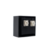 thumbnail Metal Crystal Square Silver CC Earrings - L'UXE LINK