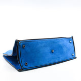 thumbnail Medium Diorissimo In Blue Suede Leather Handbag Blue/PHW With Strap - L'UXE LINK