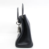thumbnail Medium Diorissimo In Black/Red Pebbled Calfskin Leather Handbag PHW With Strap - L'UXE LINK