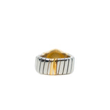 thumbnail Stainless Steel 18K Yellow Gold Onyx Tubogas Ring Size 50 - L'UXE LINK