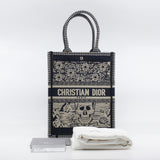 thumbnail La Mort Vertical In Navy/Beige Canvas Book Tote - L'UXE LINK