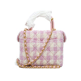 thumbnail vanity box with top handle in twist pink/white ghw #X4H0 - L'UXE LINK