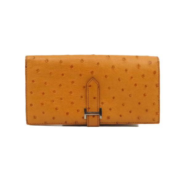 bearn long wallet in ostrich gold A stamp