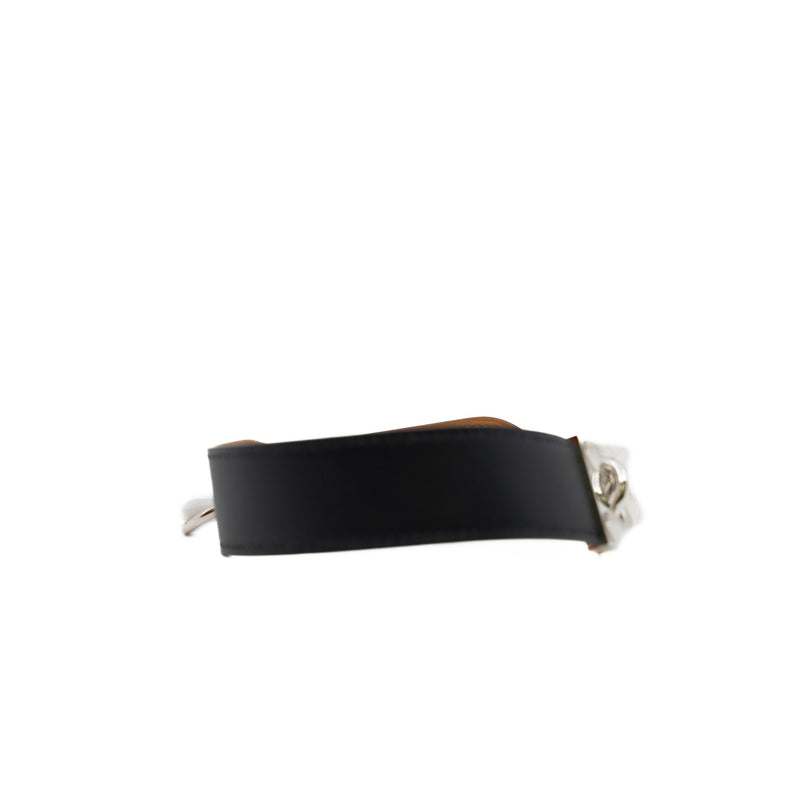 black chain with leather wide bracelet rrp2105