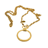 thumbnail vintage long necklace with cc logo and crystal loupe in gold - L'UXE LINK