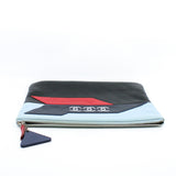 thumbnail 16P CC Logo Airline Pouch Lambskin Leather In Blue/Red/Black SHW - L'UXE LINK