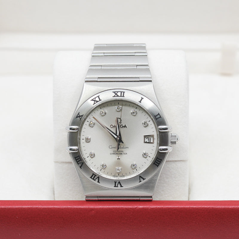 36mm constellation pearl dial diamond watch steel band #O1111O362052001