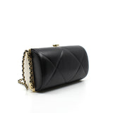 thumbnail Black And White Leather Quilted Minaudiere Shoulder Bag GHW Seri 30 - L'UXE LINK