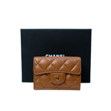 thumbnail Classic Small Snap Caramel Brown Caviar Leather Flap Wallet GHW - L'UXE LINK