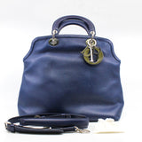 thumbnail Medium Granville In Blue Calfskin Leather Handbag PHW With Strap - L'UXE LINK