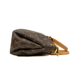 thumbnail Pallas BB In Brown Monogram Canvas Red Leather Handbag GHW With Strap - L'UXE LINK