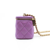 thumbnail Mini Vanity Case In Purple Lambskin Leather With Coco Chain Bag GHW Seri 32 - L'UXE LINK