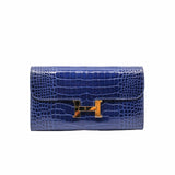 thumbnail constance long wallet M3 navy crocodile ghw x stamp - L'UXE LINK