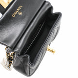 thumbnail mini flap bag with handle black lambskin ghw seri 31 - L'UXE LINK