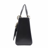 thumbnail lady dior medium black mix navy pocket calf skin in ghw - L'UXE LINK