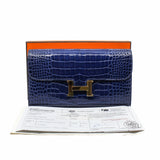 thumbnail constance long wallet M3 navy crocodile ghw x stamp - L'UXE LINK