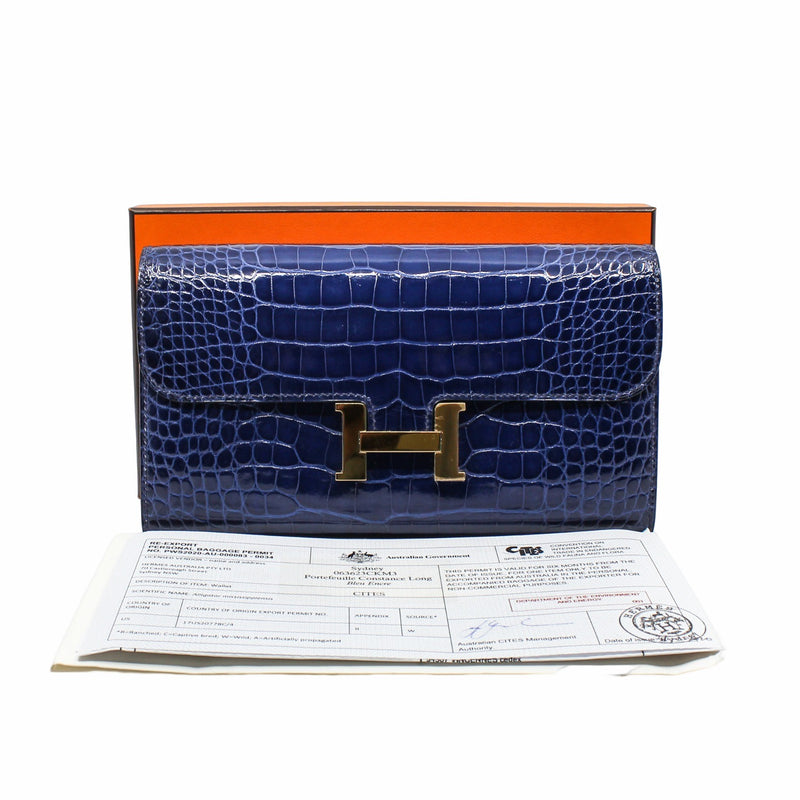 constance long wallet M3 navy crocodile ghw x stamp