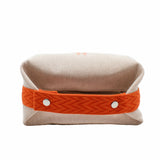 thumbnail pouch large fabric beige with orange handle - L'UXE LINK