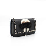 thumbnail clutch with chain black phw beans black fur - L'UXE LINK