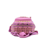 thumbnail mini backpack with crystal/ studs in leather pink ghw - L'UXE LINK