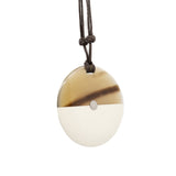 thumbnail necklace ox horn and white phw round with strap - L'UXE LINK