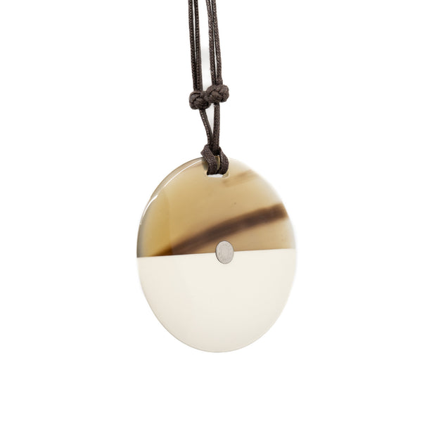necklace ox horn and white phw round with strap