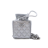 thumbnail dice clutch with chain in leather silver phw - L'UXE LINK