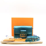 thumbnail dauphine mini blue crocodile - L'UXE LINK