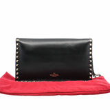 thumbnail Rockstud Flap Clutch Leather Black GHW - L'UXE LINK