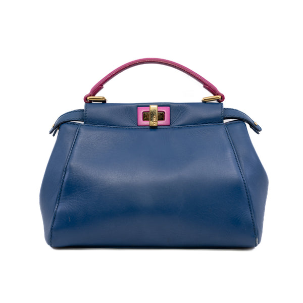small peekaboo in leather electric blue/pink ghw
