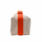 thumbnail pouch large fabric beige with orange handle - L'UXE LINK