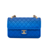 thumbnail medium flap bag with color chian in caviar bright blue mix ghw seri 27 - L'UXE LINK