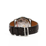 thumbnail 39.5mm acier cadran argente men watch white dial with brown band phw #CA2.810 - L'UXE LINK