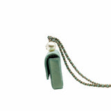 thumbnail glitting blue card holder with chain pearl phw - L'UXE LINK