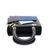 thumbnail lady dior medium black mix navy pocket calf skin in ghw - L'UXE LINK