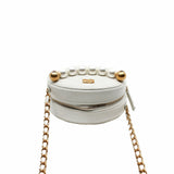 thumbnail mini around purse vanity chain bag wit pearl in lambskin white ghw seri 28 - L'UXE LINK