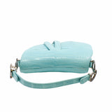 thumbnail SADDLE BAG mini crocodile skyblue with black crystal buckle phw - L'UXE LINK