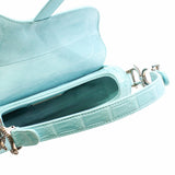 thumbnail SADDLE BAG mini crocodile skyblue with black crystal buckle phw - L'UXE LINK