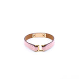 thumbnail hermes rivale mini bracelet in leather pink ghw - L'UXE LINK
