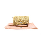 thumbnail tweed crossbody crystal chain bag in Straw phw - L'UXE LINK