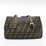 thumbnail Mamma Baguette Shoulder Bag Fabric Brown GHW - L'UXE LINK