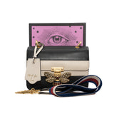 thumbnail bee mix color flap bag with fabric strap - L'UXE LINK
