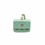 thumbnail glitting blue card holder with chain pearl phw - L'UXE LINK