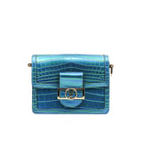 thumbnail dauphine mini blue crocodile - L'UXE LINK